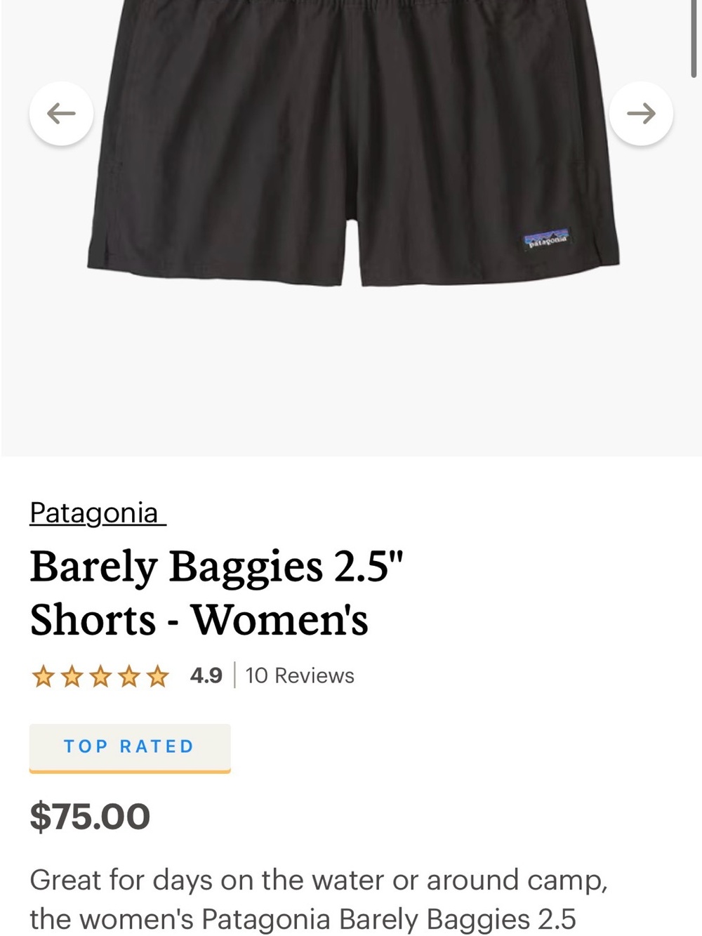 Patagonia Black Elastic Waist Shorts - Picture 3 of 3